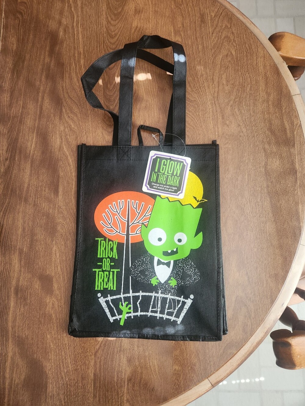 Calvin Klein Black Tote with Neon Green Monster Graphic